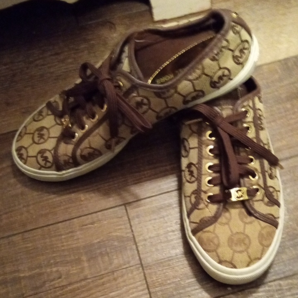 Michael Kors Tan/Brown Canvas Shoes .